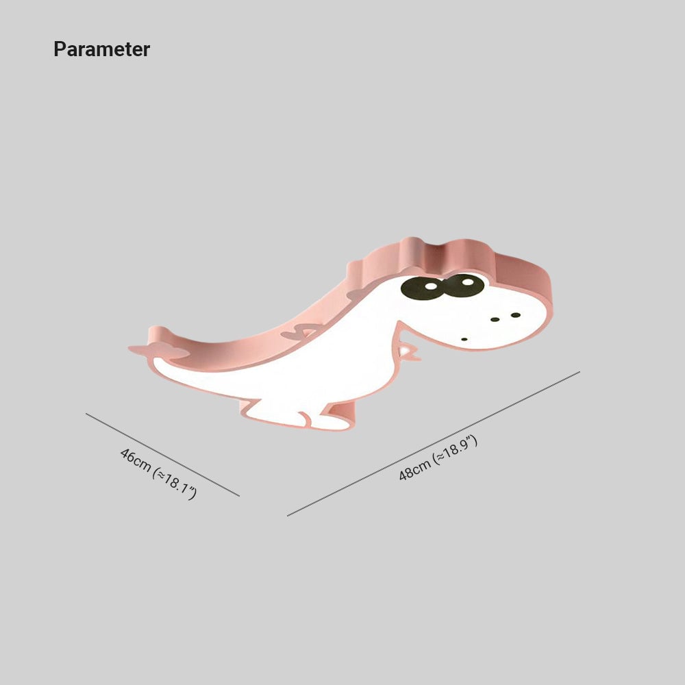 Freja Modern Cute Dragon Acrylic Children Flush Mount Ceiling Light, Green/Pink - Lumpaz