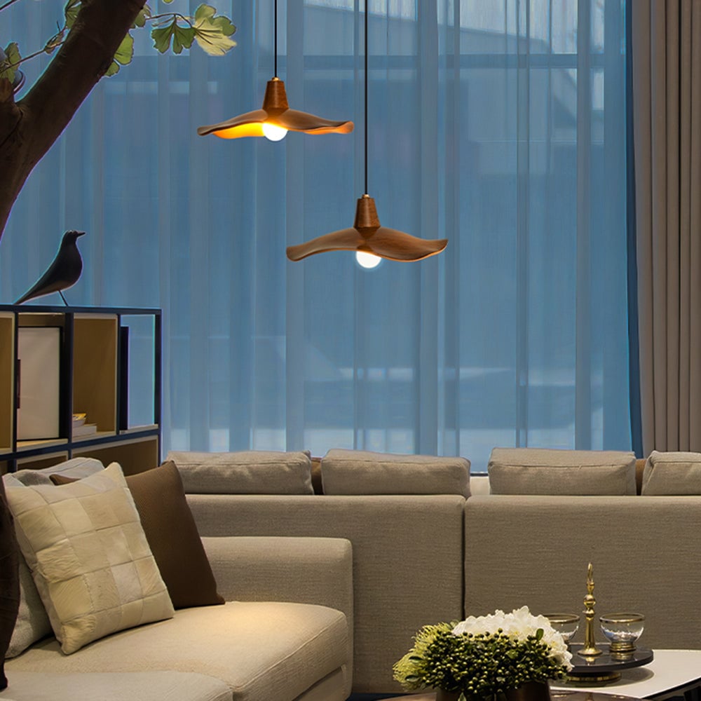 Carins Pendant Light Wave Retro, Mahogany/Resin, Dining Room - Lumpaz