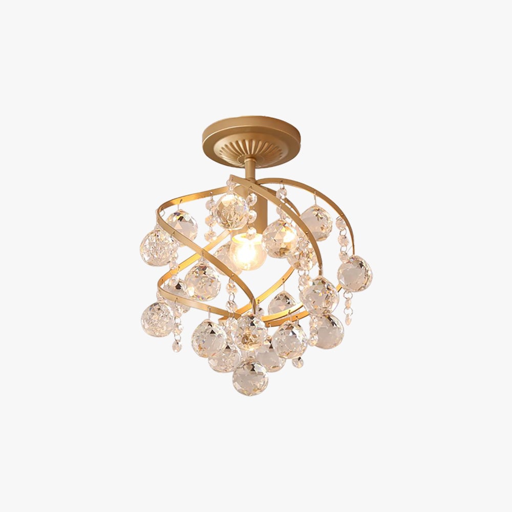 Marliyn Luxury Globe Crystal Semi-Flush Mount Ceiling Light, Brass - Lumpaz