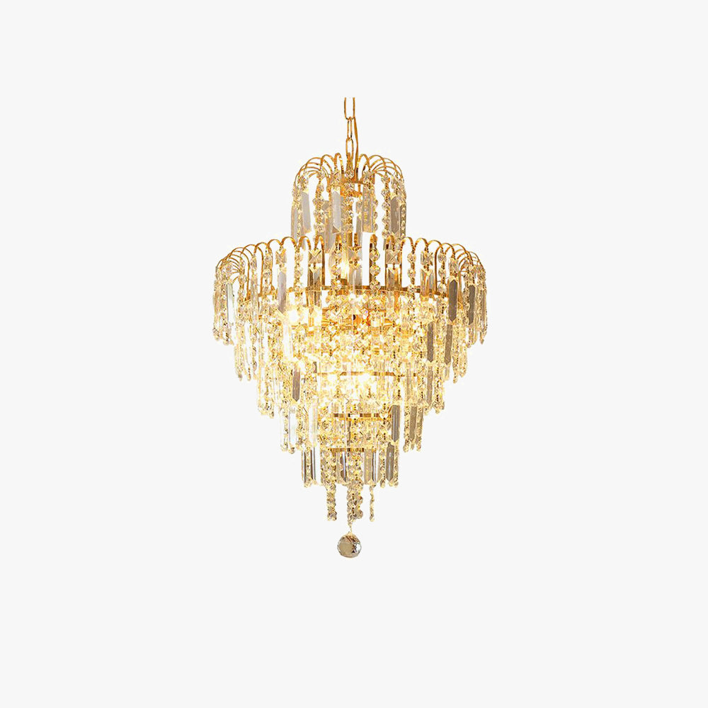 Marilyn Luxury 5 Layers Tassel Crystal Chandelier Gold - Lumpaz