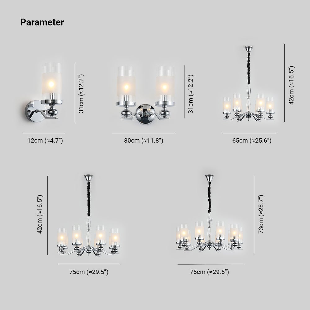 Alessio Retro Silver Metal/Glass Chandelier/Wall Lamp, Living Room - Lumpaz