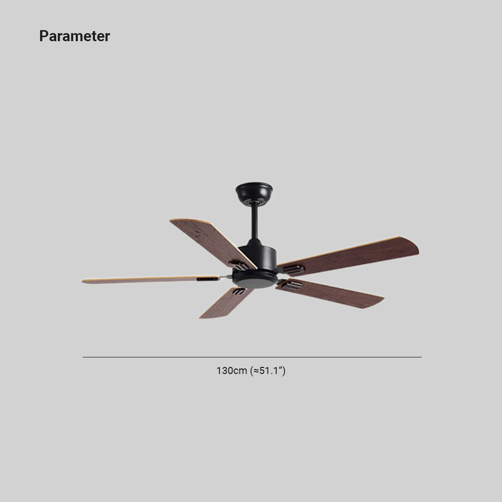 Haydn 5-Blade Modern Black & Coffee DC Ceiling Fan, Metal & Wood, 51'' - Lumpaz