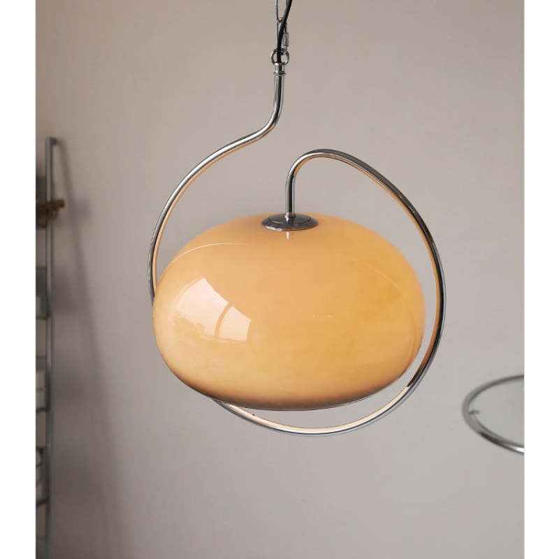 Hailie Retro Glass Pendant Light, Brown/White - Lumpaz