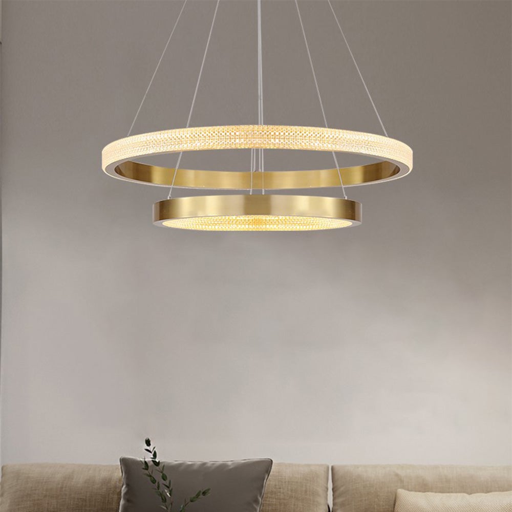 Kirsten Modern Ring Metal/Arcylic LED Pendant Light, Black/Gold - Lumpaz