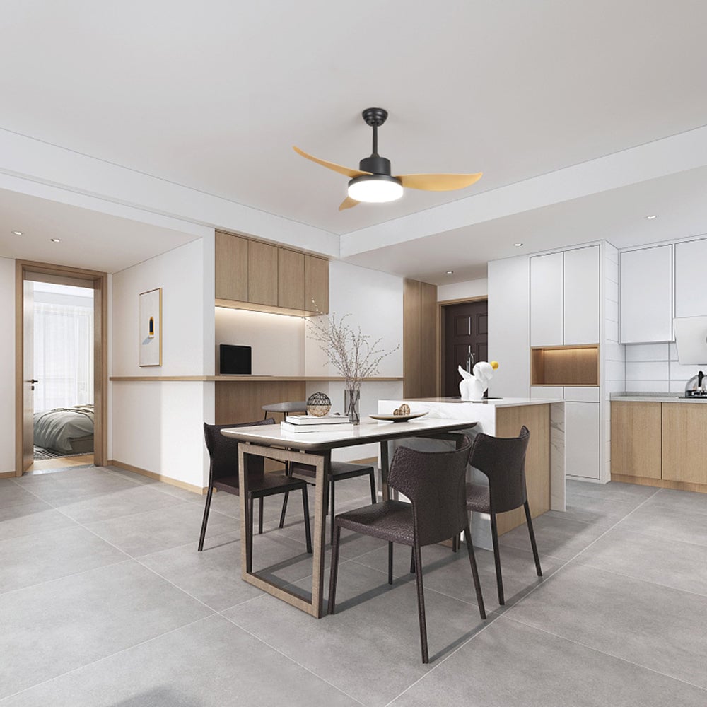 Haydn 3-Blade DC Ceiling Fan with Light, Metal & Acrylic, 37.4''/44.09'' - Lumpaz