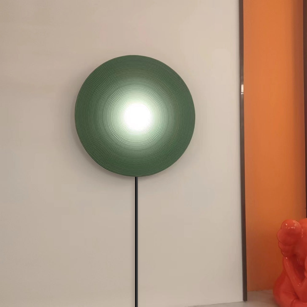 Elif Modern Round Indoor Wall Lamp Wood/White/Green Bedroom Living Room - Lumpaz