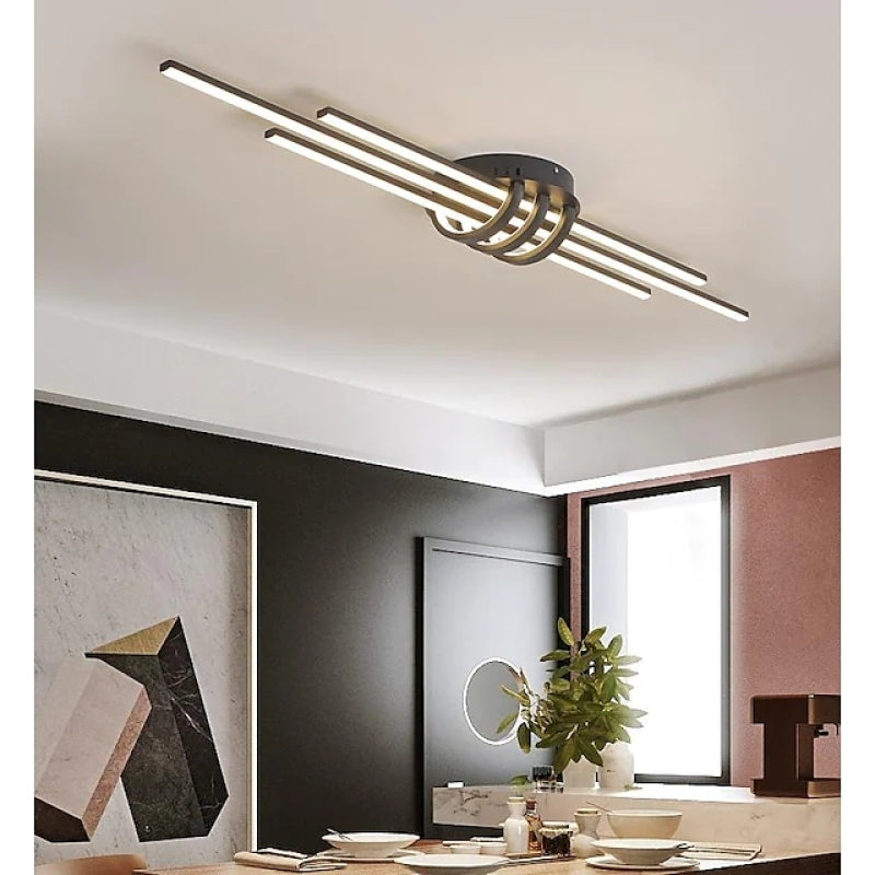 Edge Modern Linear Flush Mount Ceiling Lights, Black/White - Lumpaz