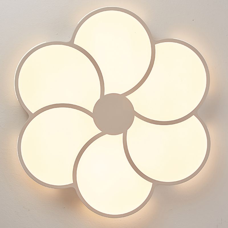 Hana Modern Flower Metal/Acrylic Flush Mount Ceiling Light, White - Lumpaz