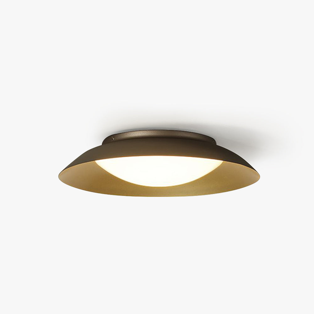Carins Round Metal Flush Mount Ceiling Light, Brass - Lumpaz