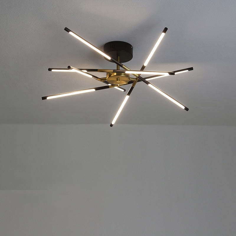 Edge Modern Linear Metal/Acrylic Ceiling Light, Black/Gold - Lumpaz