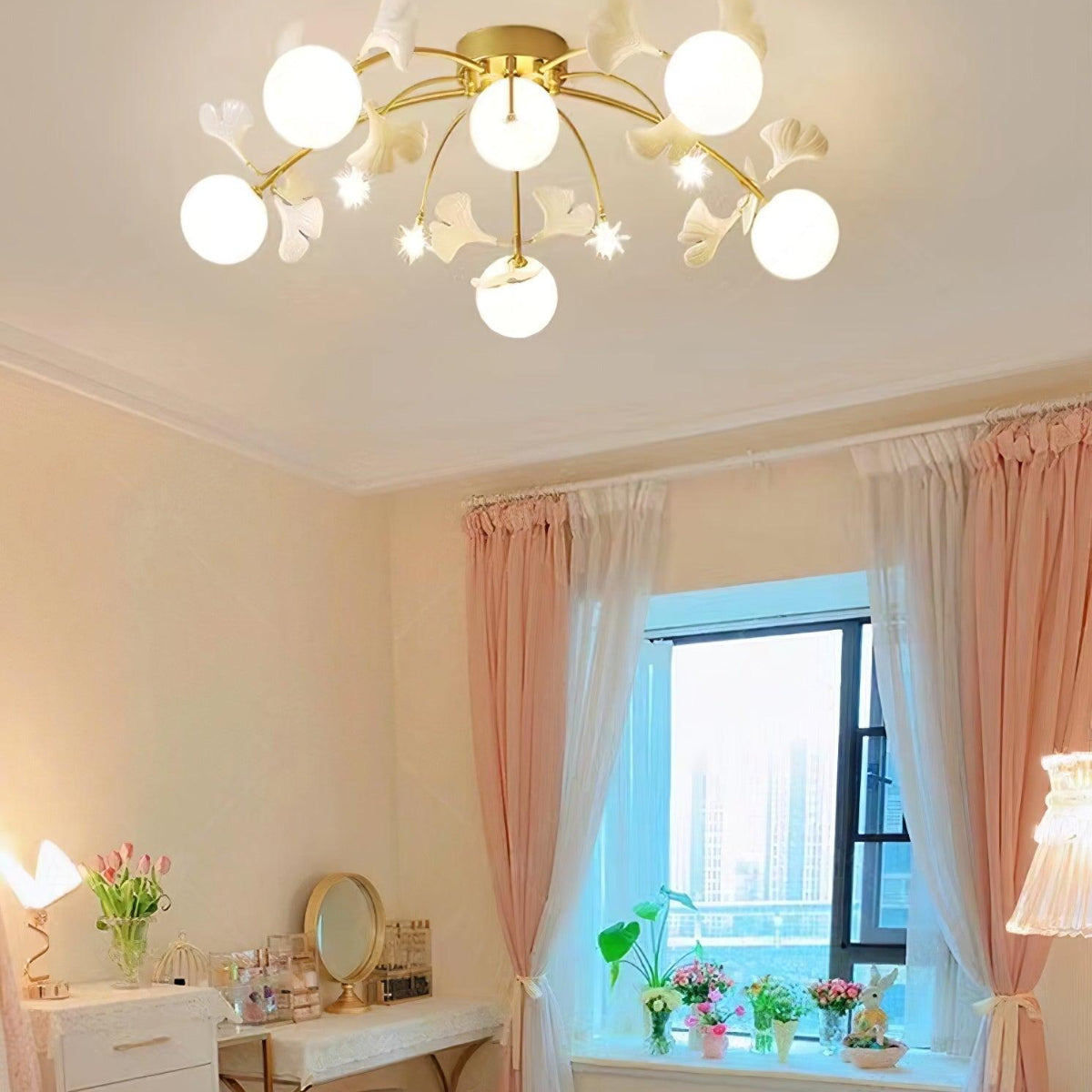 Olivia Nordic Multi Globe Metal/Ceramic Flush Mount Ceiling Light, White/Gold - Lumpaz