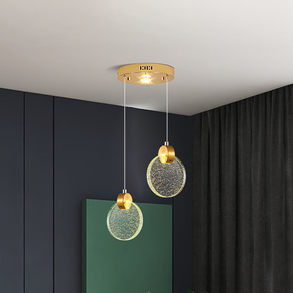 Kristy Minimalist Round  Metal/Crystal Chandelier, Gold - Lumpaz