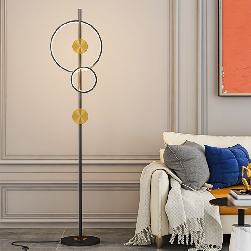 Arisha Modern Ring Design Floor Lamp, Black&Gold - Lumpaz
