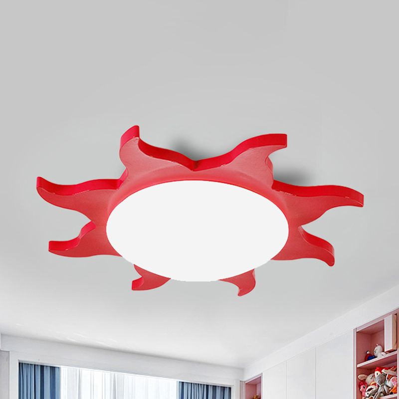Freja Modern Sun Round Flush Mount Ceiling Light, Red/Yellow/Blue/Green, Bedroom - Lumpaz