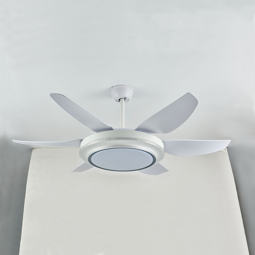 Haydn 6-Blade  Modern Basic  DC Ceiling Fan with Light, White, 51'' - Lumpaz