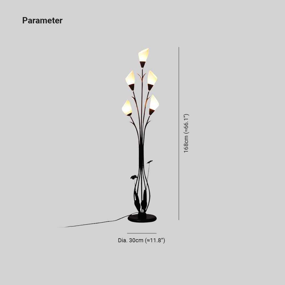 Bella Flower Branching Black Floor Lamp, Living Room - Lumpaz