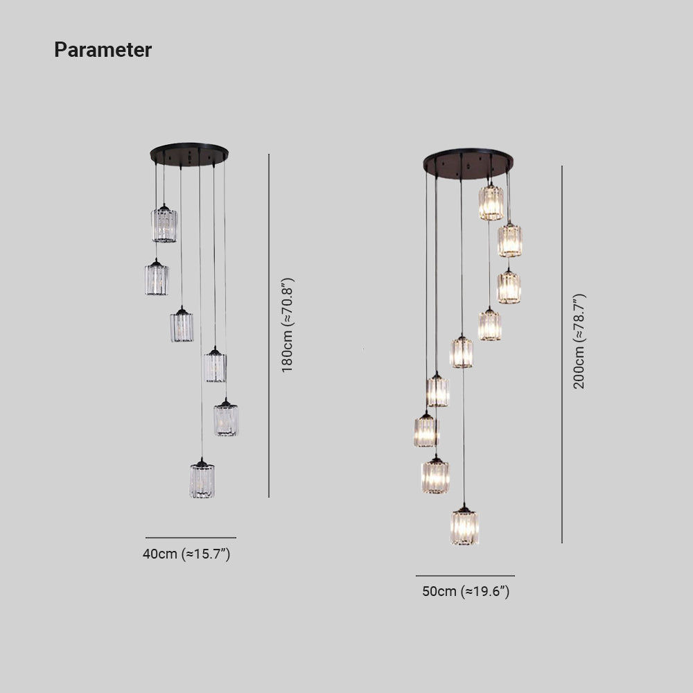 Kristy Modern Minimalist Metal/Glass Chandelier Black Living Room - Lumpaz