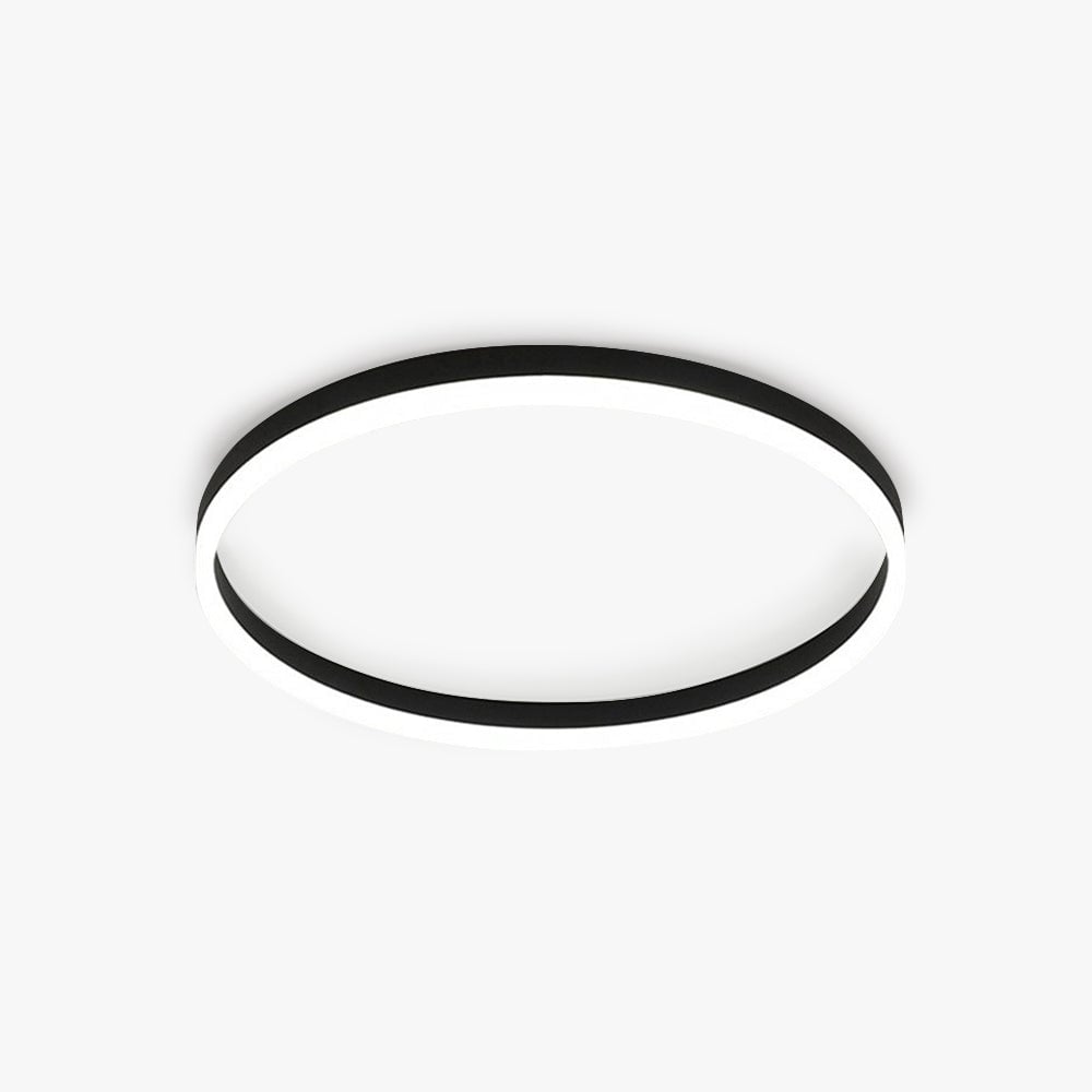 Quinn Minimalist Ring Hollow Metal Flush Mount Ceiling Light, Black - Lumpaz