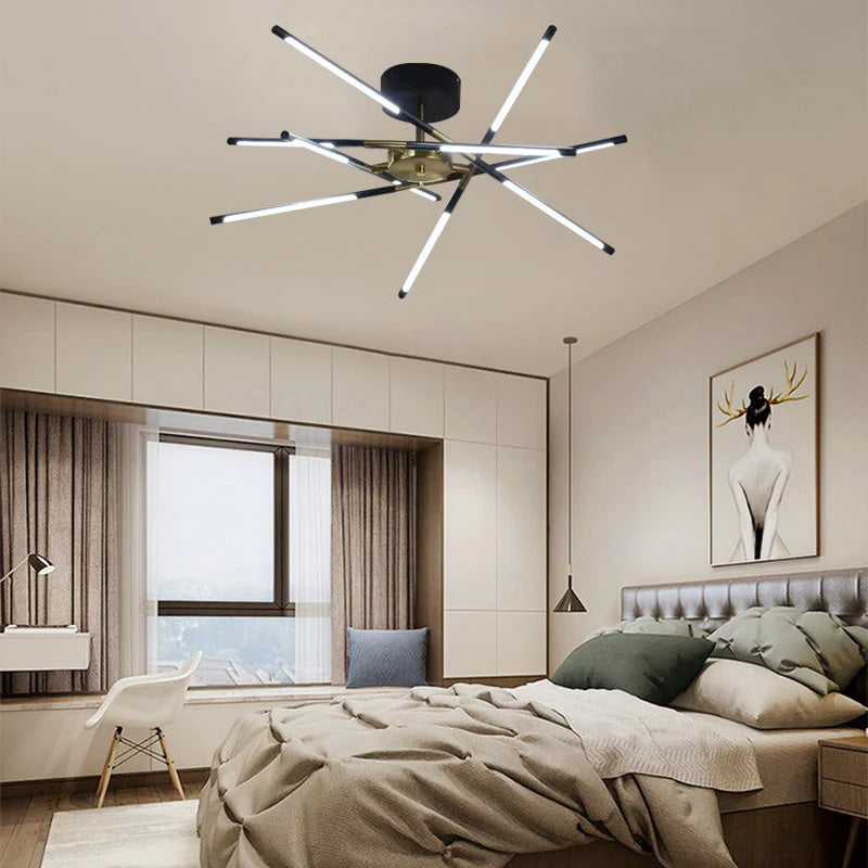 Edge Modern Linear Metal/Acrylic Ceiling Light, Black/Gold - Lumpaz