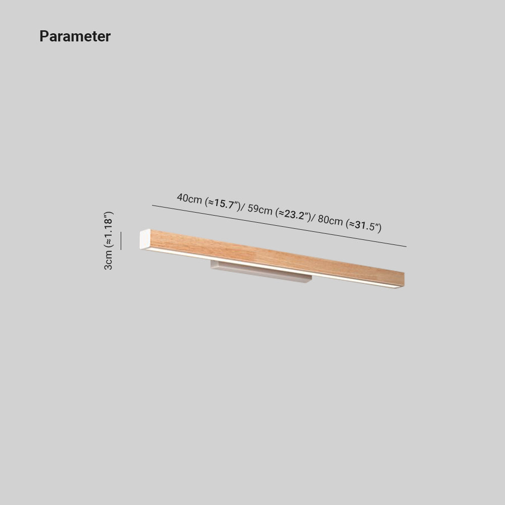 Ozawa Minimalist Linear Wood Vanity Wall Lamp, Bathroom - Lumpaz