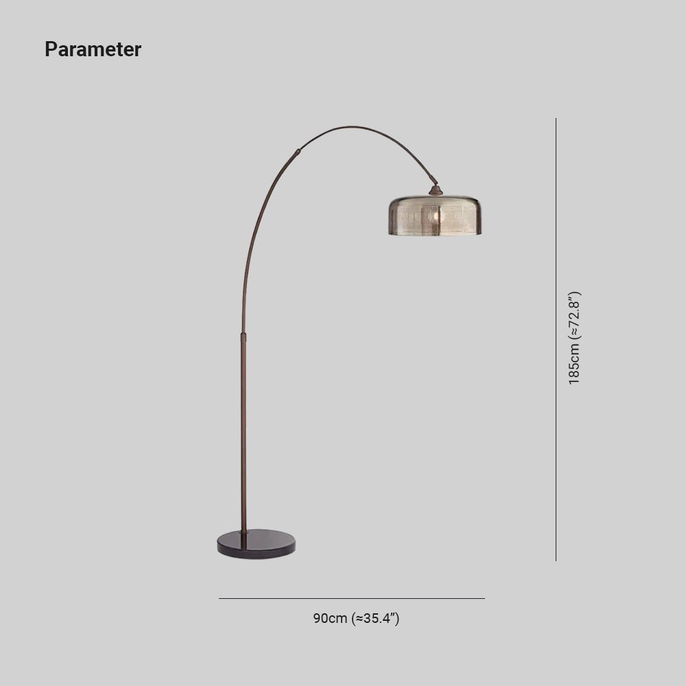 Hailie Retro Brown Curved Floor Lamp, Metal - Lumpaz