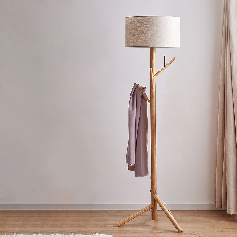 Muto Floor Lamp Japanese Tree, Beige, Fabric/Wooden - Lumpaz