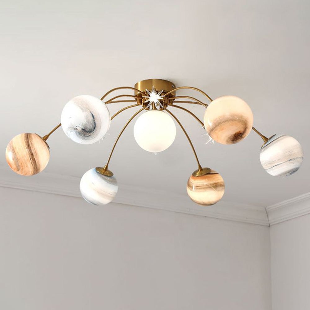 Elif Modern Planet Flush Mount Ceiling Light, Living Room - Lumpaz