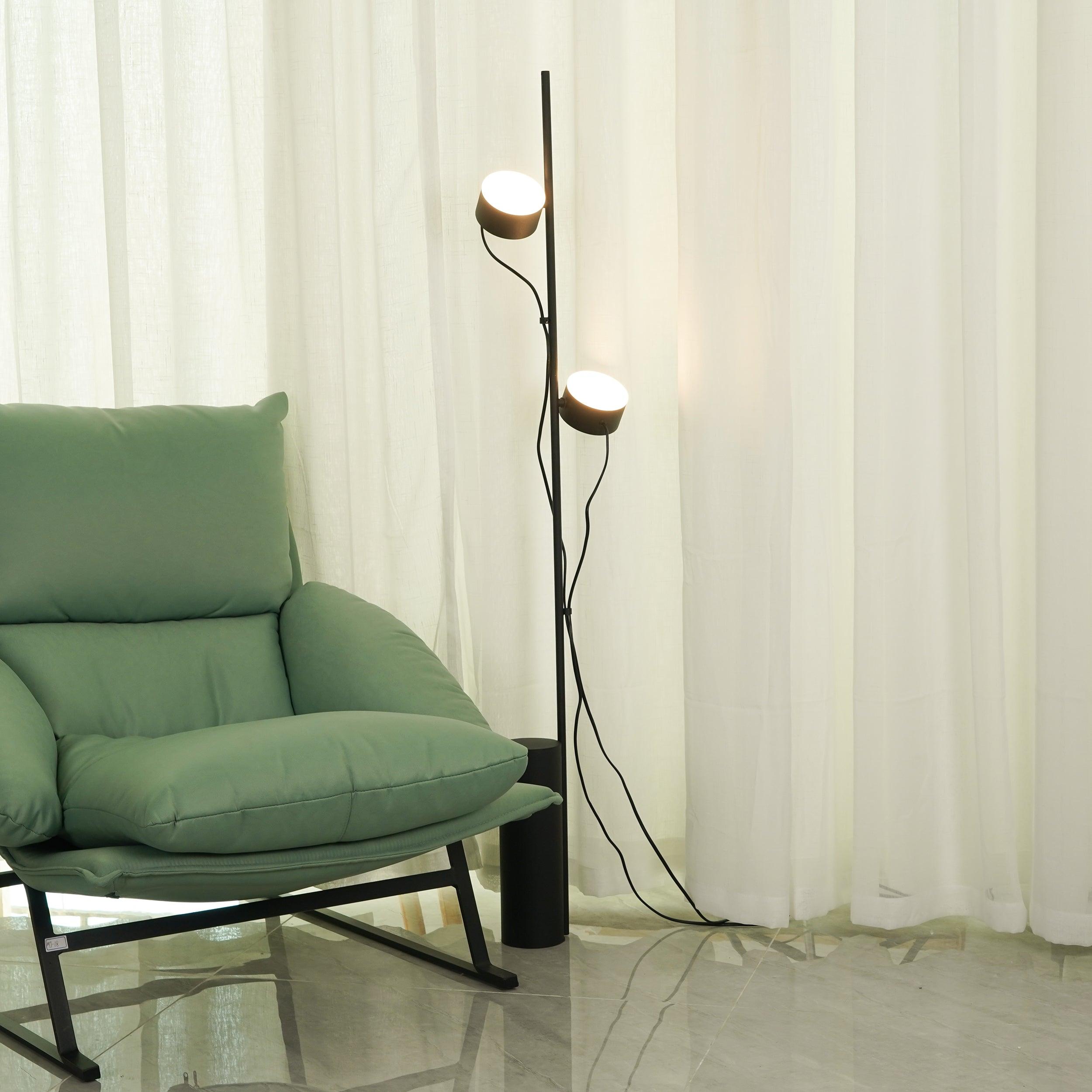 Avi Floor Lamp Cylindrical/Linear Modern, Metal, Black, Bedroom - Lumpaz