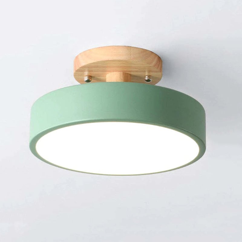 Quinn Round LED Flush Mount Ceiling Light Modern Wood/Acrylic - Lumpaz