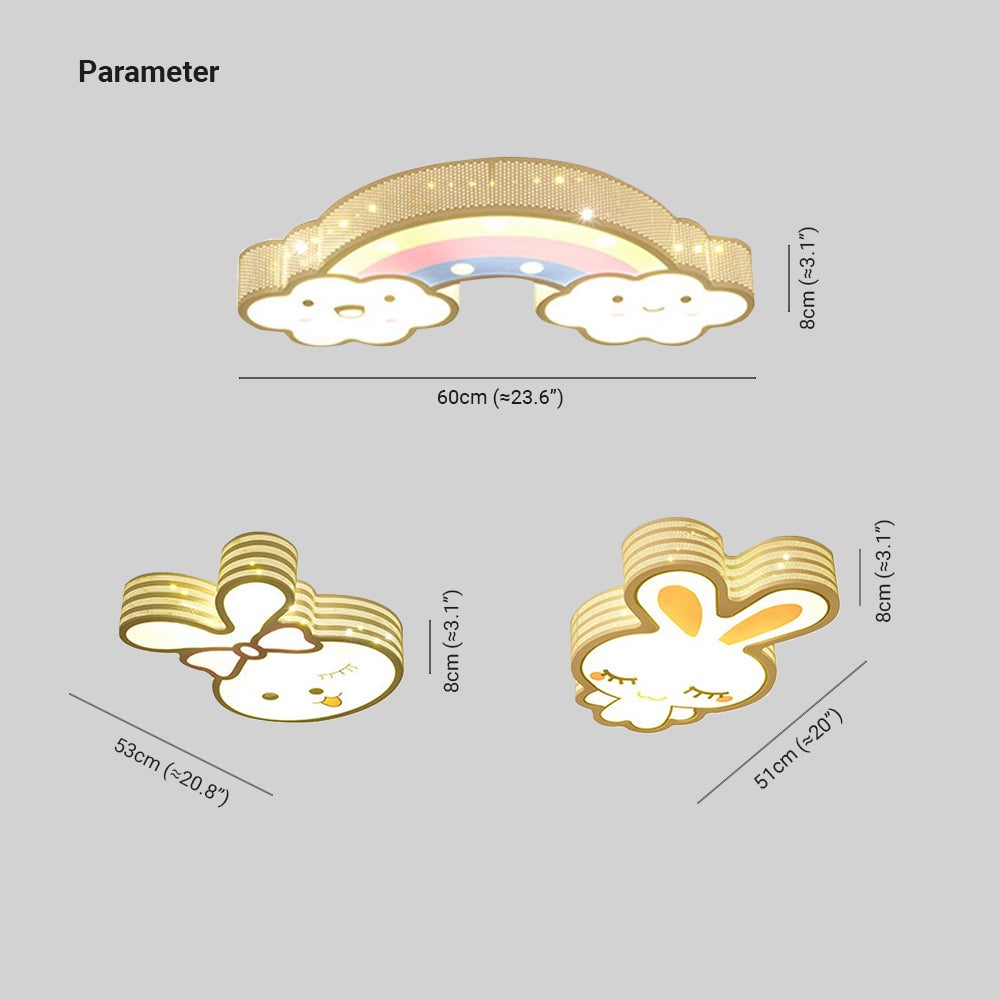 Freja Modern Rainbow/Rabbit Acrylic Flush Mount Ceiling Light - Lumpaz