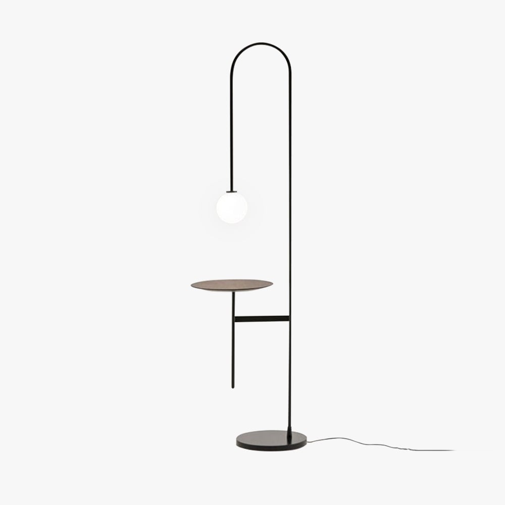 Valentina Minimalist Metal/Marble/Glass Floor Lamp With Table - Lumpaz