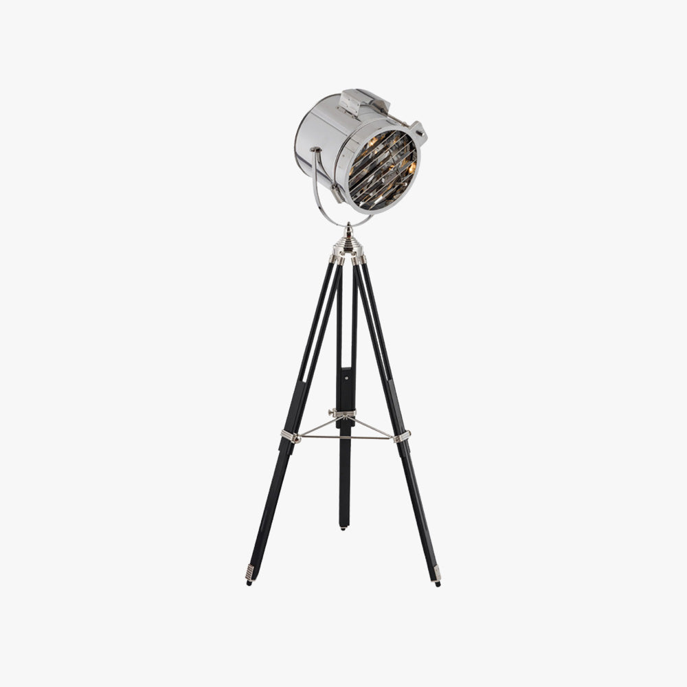 Salgado Retro Tripod Metal Floor Lamp, Silver, Bedroom/Study - Lumpaz