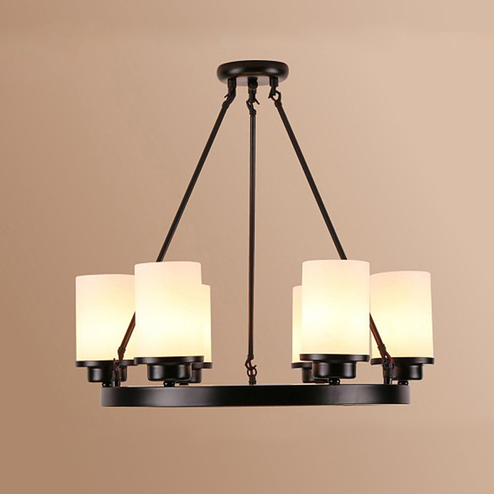 Alessio Retro Black Metal/Glass Chandelier for Living Room - Lumpaz