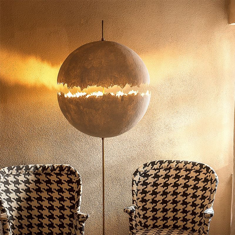 Elif Modern Moon Globe Metal Resinn Floor Lamp, Gold/Silver - Lumpaz