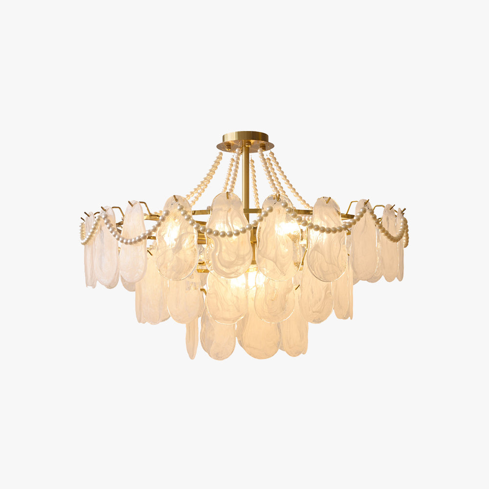 Kirsten Elegant Pearl/Glass/Metal Chandelier, White - Lumpaz