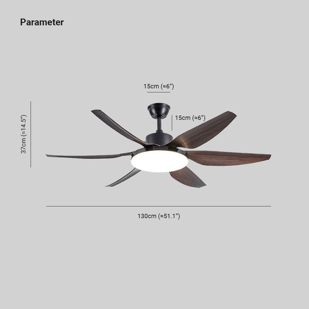 Haydn Basic Modern 6-Blade DC Ceiling Fan with Light, Black & White, 51'' - Lumpaz