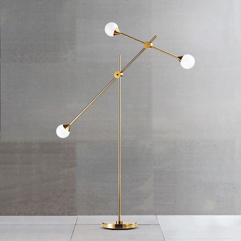 Valentina Gold Orb Swing Arm Floor Lamp, Living room - Lumpaz