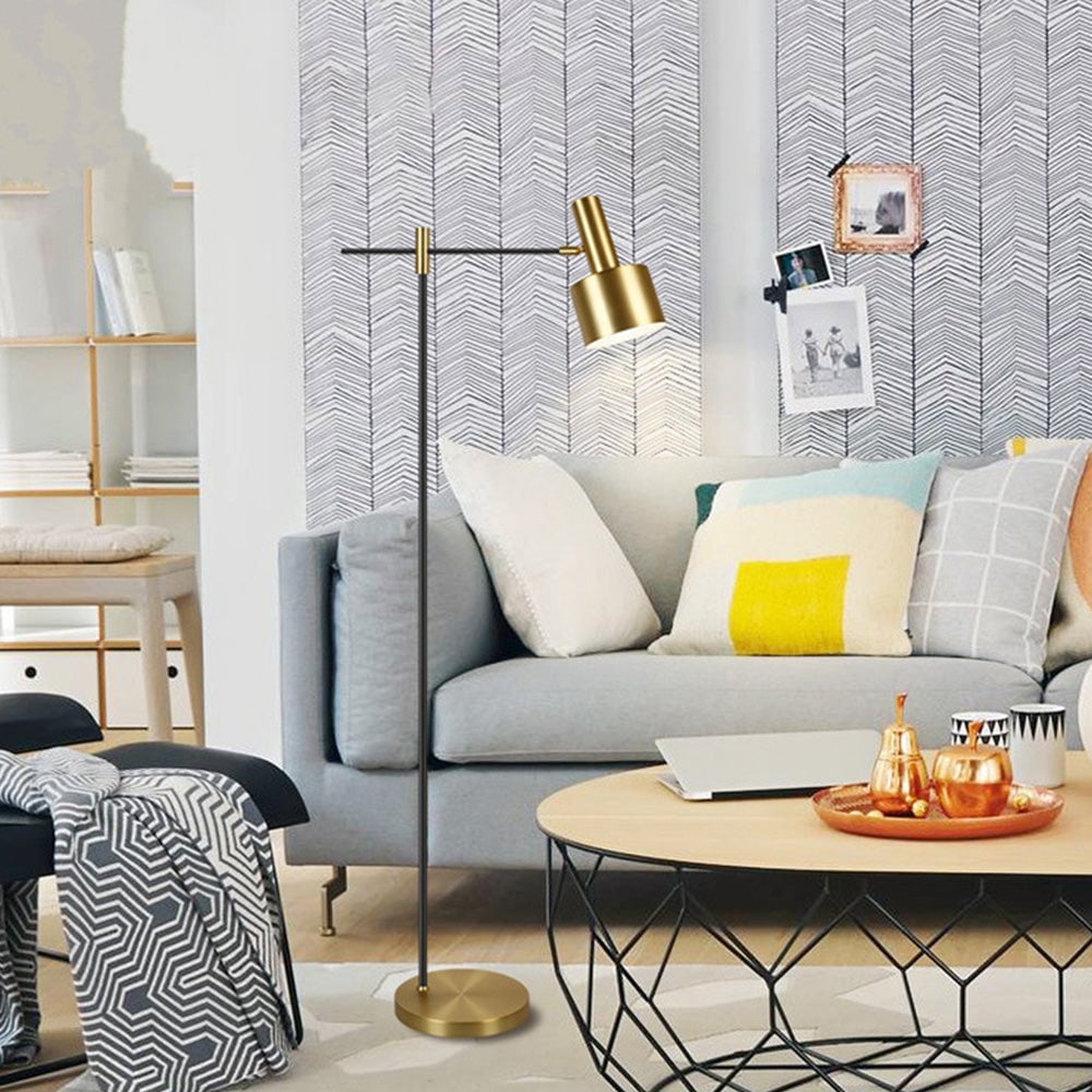 Freja Luxury Linear Metal Floor Lamp, Gold - Lumpaz