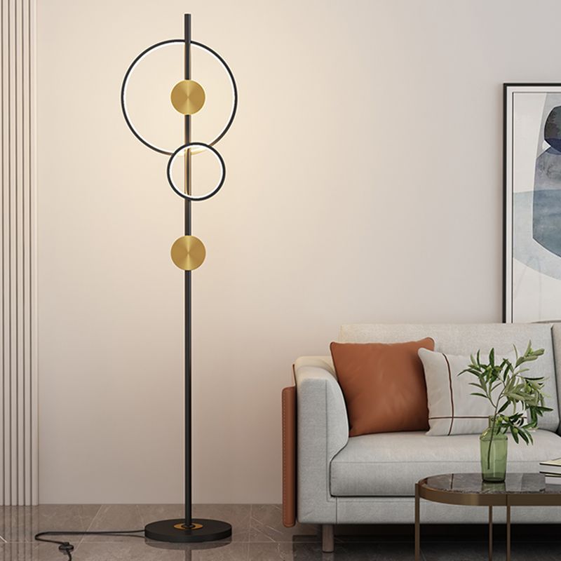 Arisha Modern Ring Design Floor Lamp, Black&Gold - Lumpaz