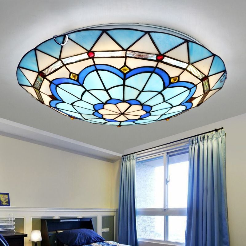 Eryn Flush Mount Glass Colorful Ceiling Light, Bedroom - Lumpaz