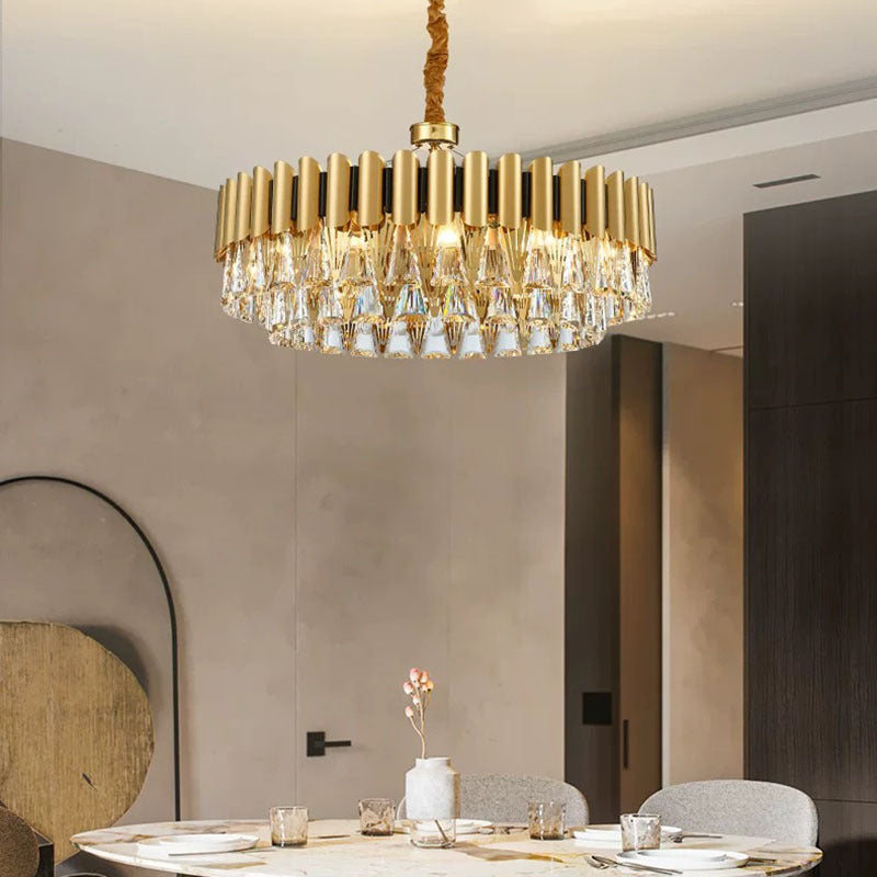 Marilyn Postmodern Nordic Round Gold Crystal Chandelier - Lumpaz