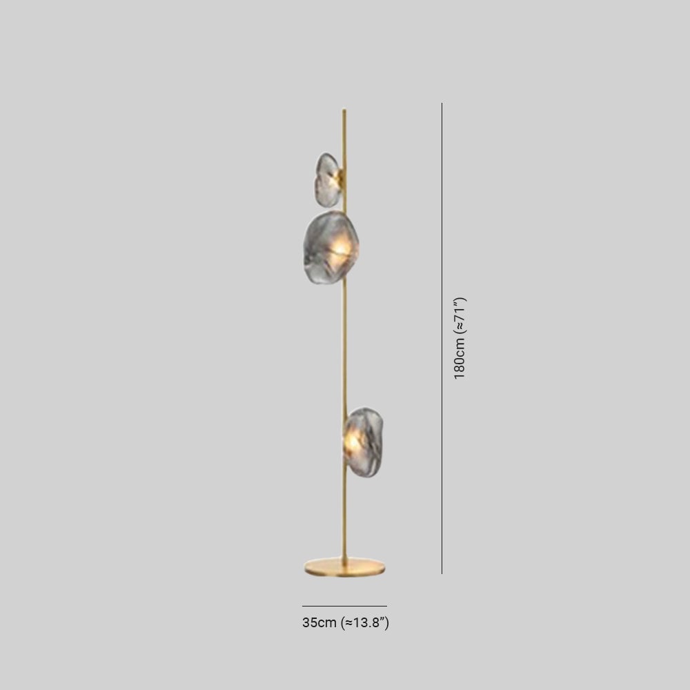 Byers Luxury Flower Metal/Glass Floor Lamp, Black/Gold/Gray - Lumpaz