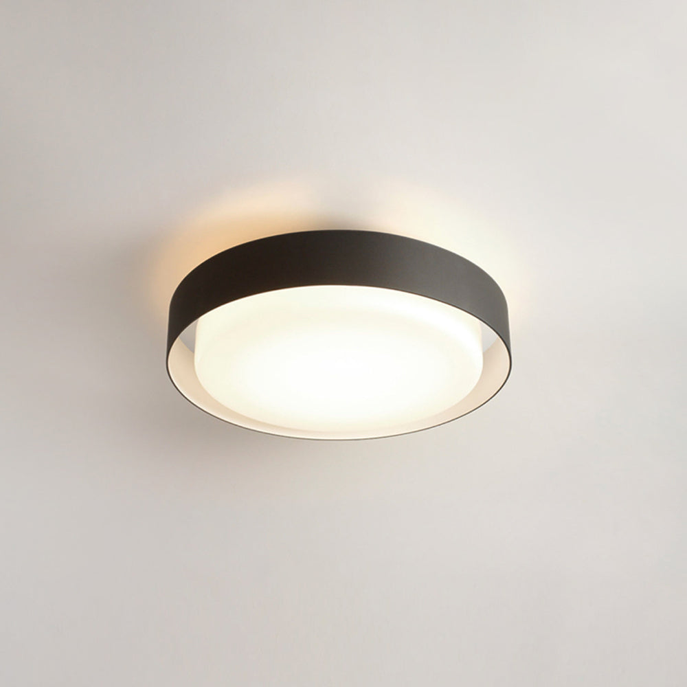 Orr Modern Round Flush Mount Ceiling Light, Metal/Acrylic, White/Black - Lumpaz