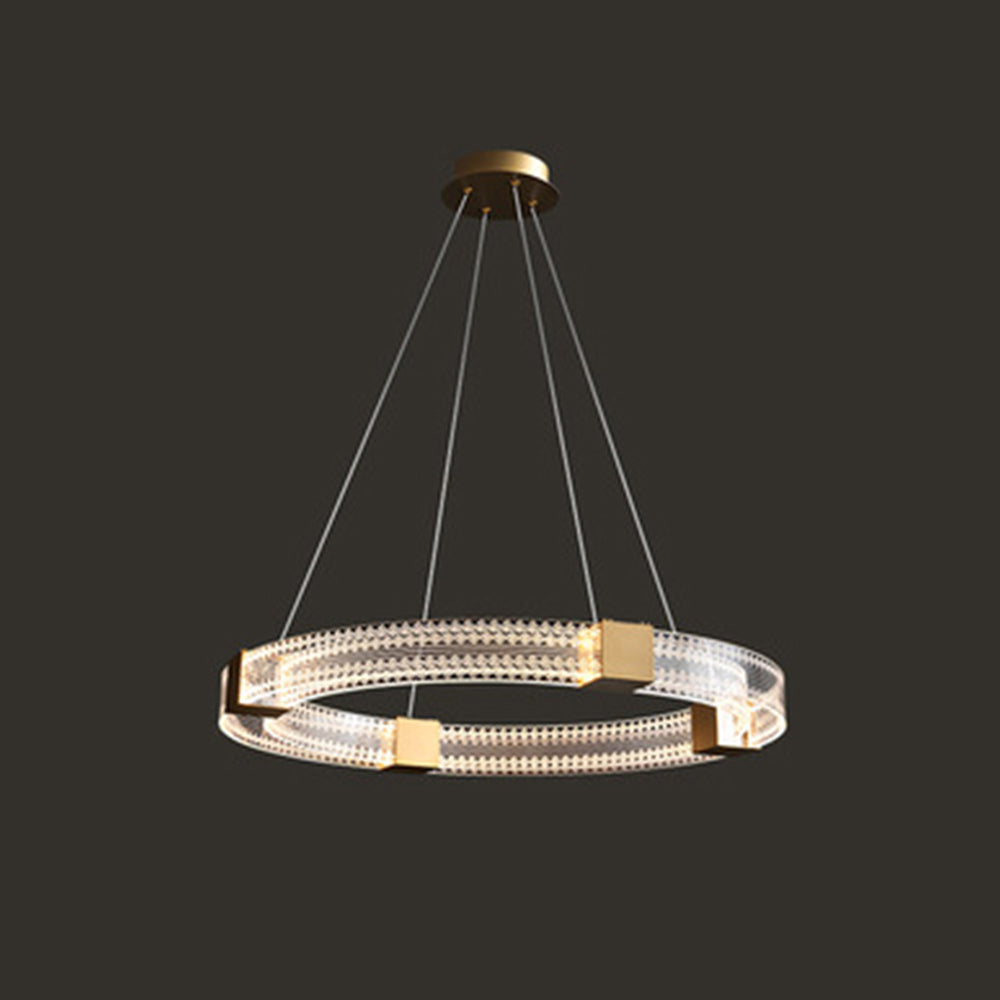 Evette Modern Round/Oval Acrylic/Metal Pendant Light, Gold - Lumpaz