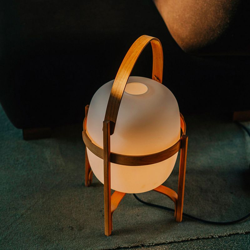 Ozawa Modern Lantern Wood/Glass Floor Lamp - Lumpaz