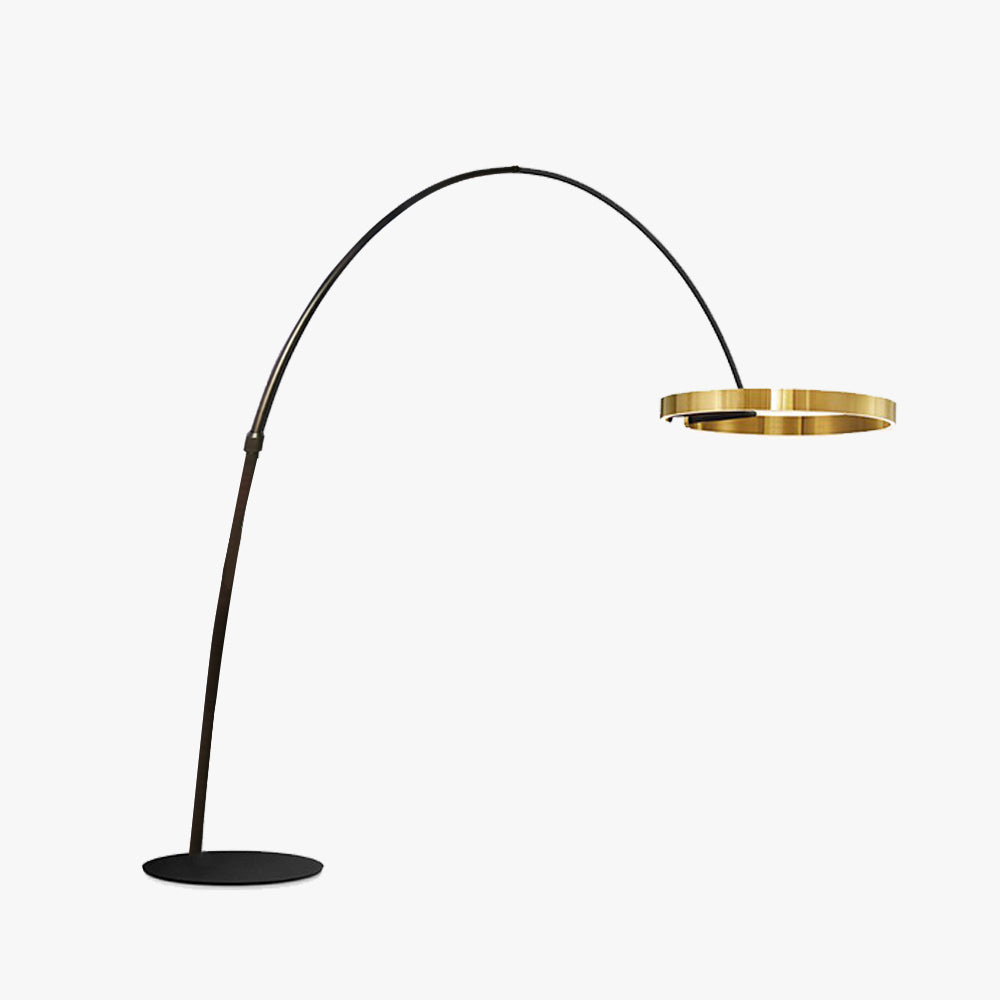 Edge Modern Ring Metal/Silicone Floor Lamp Black/Gold - Lumpaz