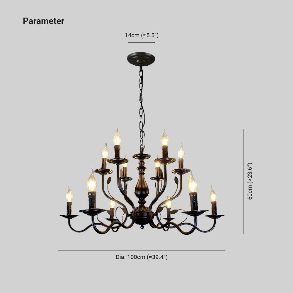 Silva Transitional Candle Chain Chandelier, Black - Lumpaz