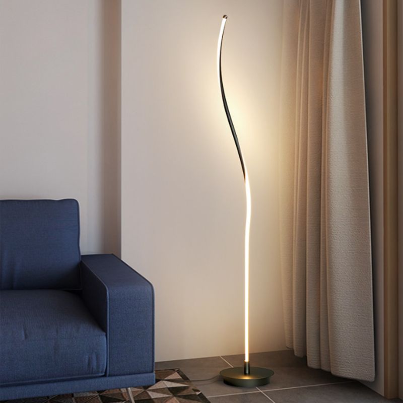 Modern Linear Metal Acrylic Floor Lamp, Black/White - Lumpaz