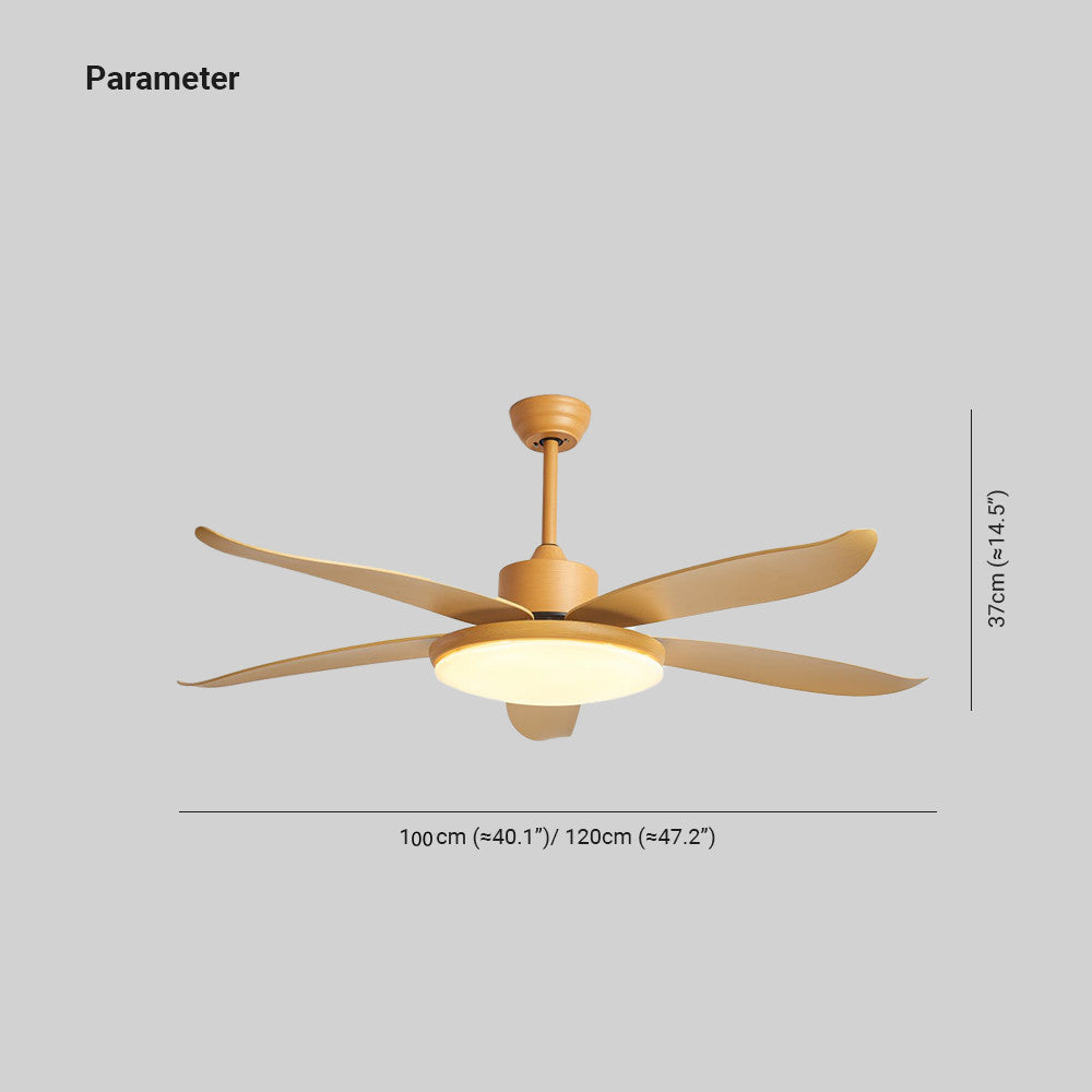 Haydn 5-Blade DC Ceiling Fan with Light, Wood Color, Summer, 40''/47'' - Lumpaz