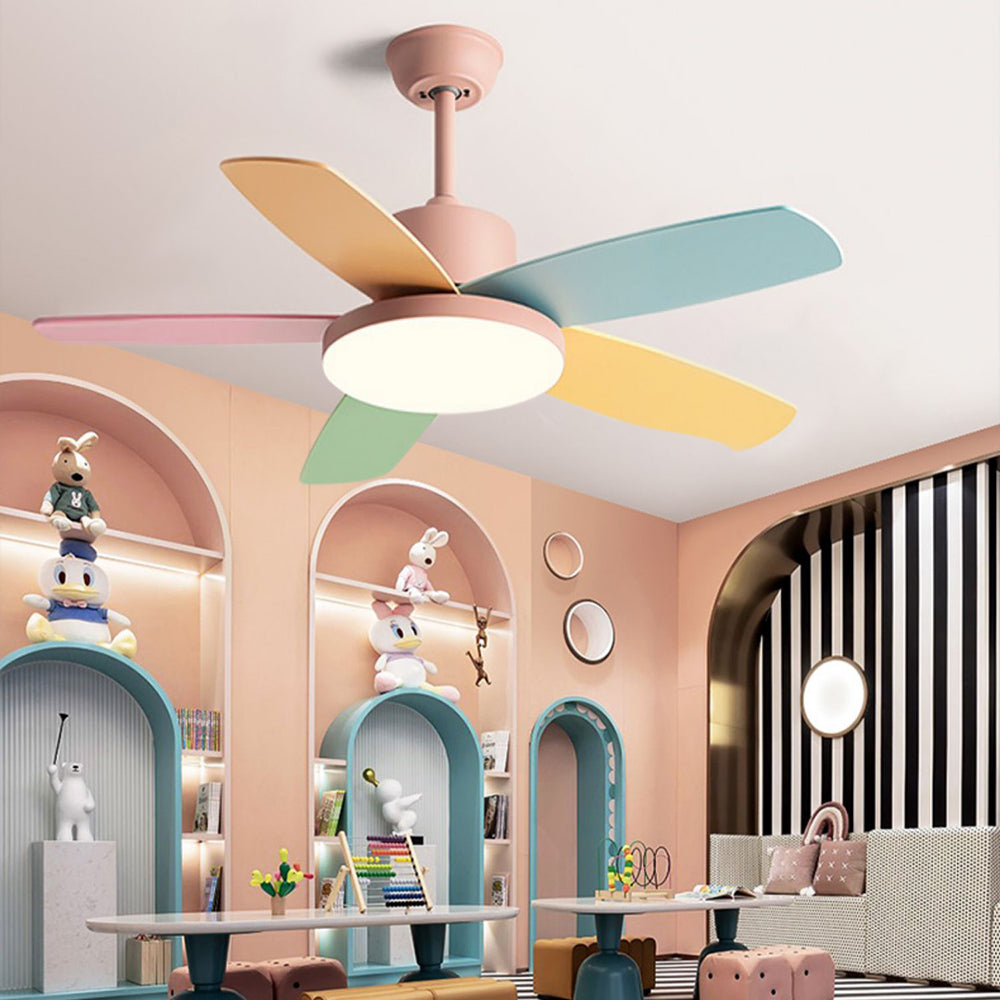 Morandi 5-Blade DC Colorful Ceiling Fan with Light, Summer, 41'' - Lumpaz